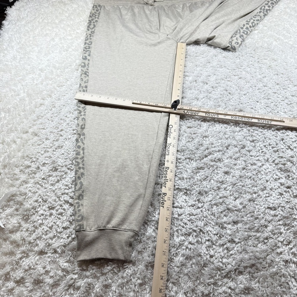 Splendid Pants Women XL Gray Leopard Trim Joggers Lounge Activewear Comfort Lux - Picture 5 of 11